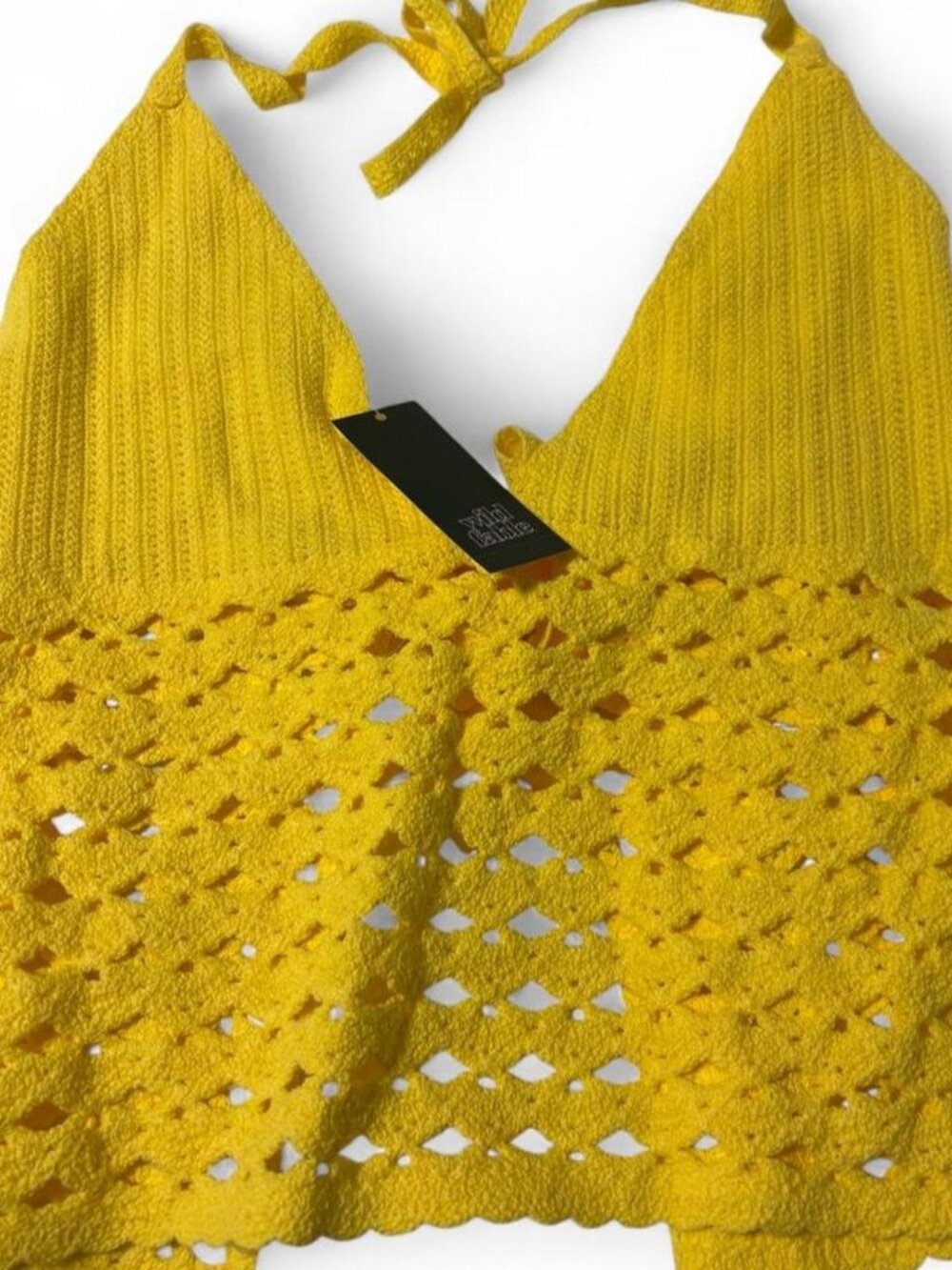 Wild Fable Mustard Crochet Halter Top Tie Back Size XL New With Tags